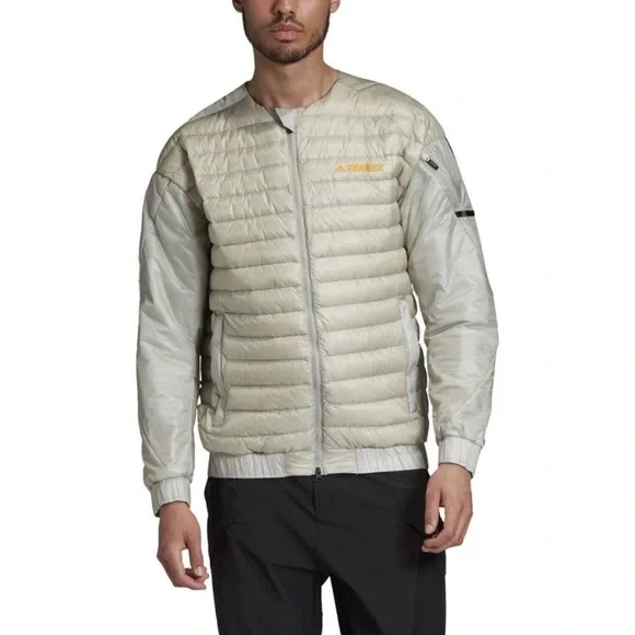 Mens Adidas x Terrex Hike Bomber Down Jacket Gray Size 2XL